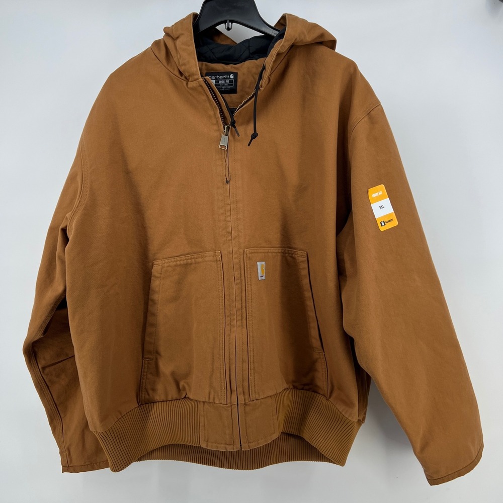 Carhartt J130-M‎ Washed Duck Insulated Active Jac Coat Brown Loose Fit 2XL New
